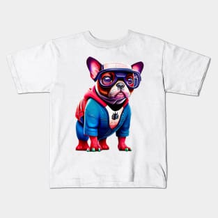 Super Frenchie: Red and Blue Hoodie Kids T-Shirt